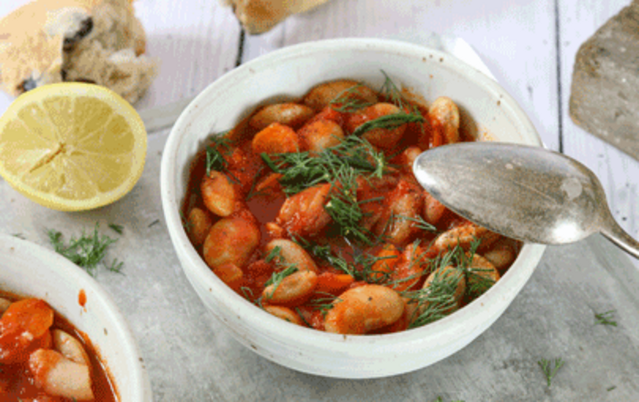 Soisson Riesenbohnen an würziger Tomatensauce